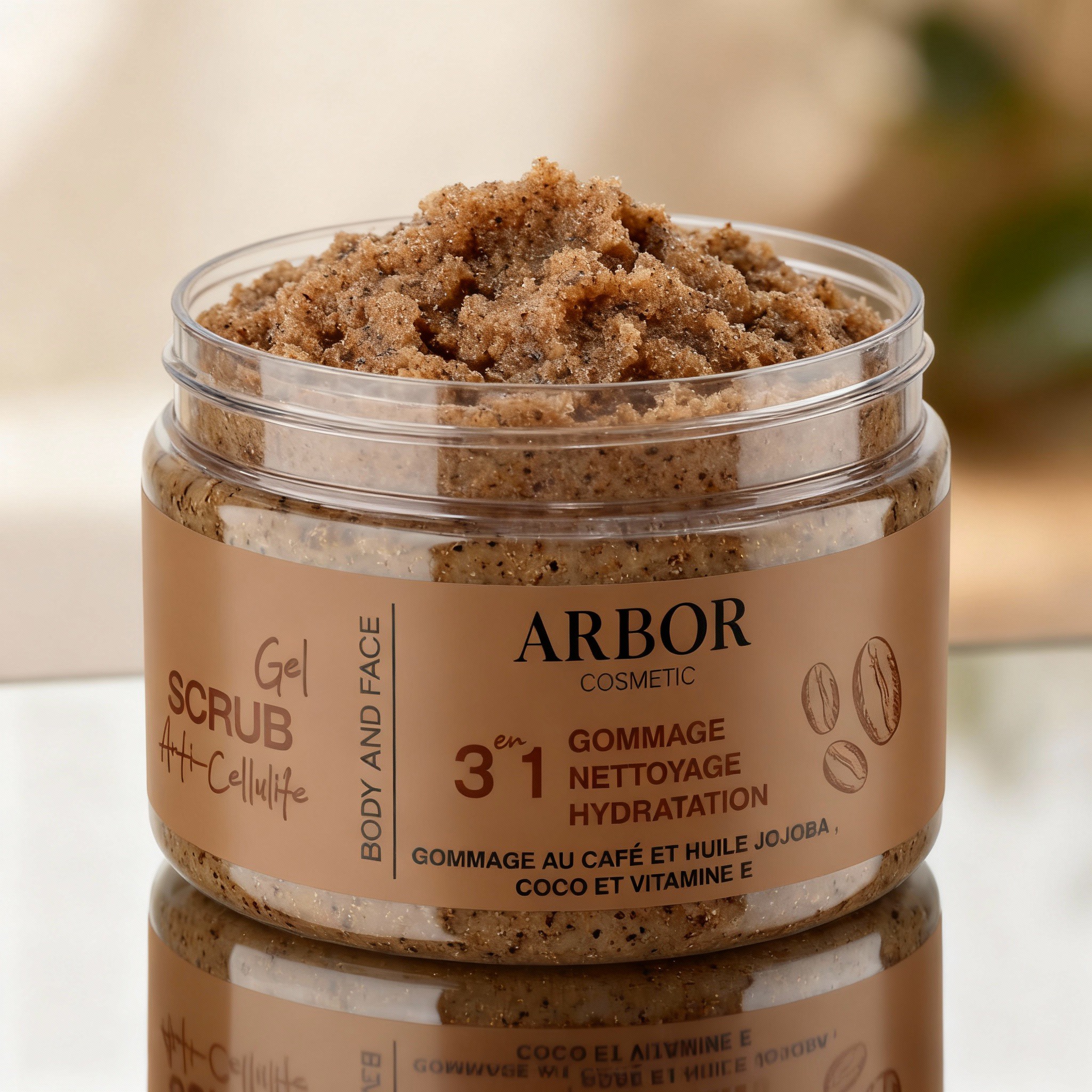 Gommage 3en1 Corps & Visage  Sucre & Poudre de Café Raffermissante 250 ml