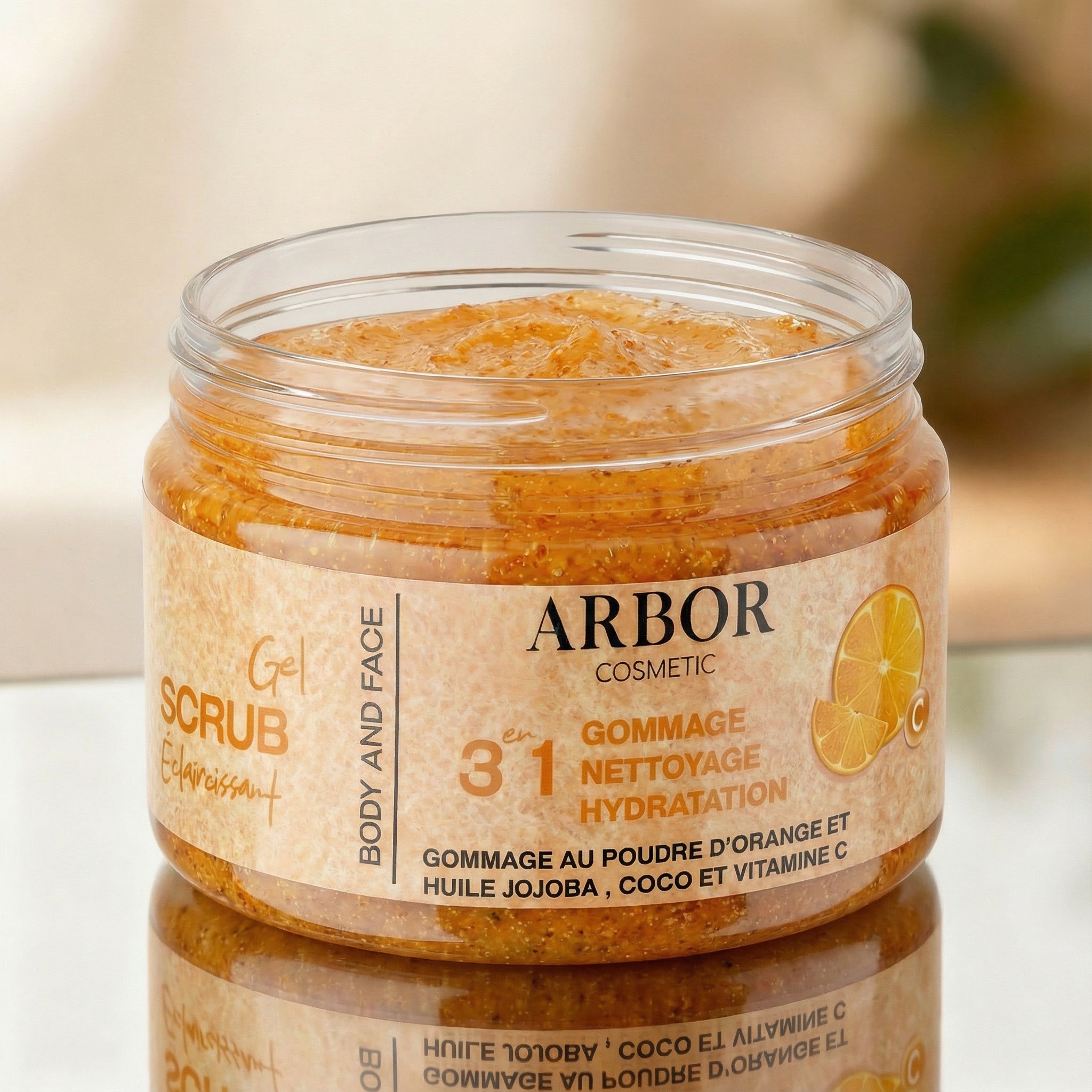 Gommage 3en1 Corps & Visage au Sucre, Peau d’Orange & Vitamine C